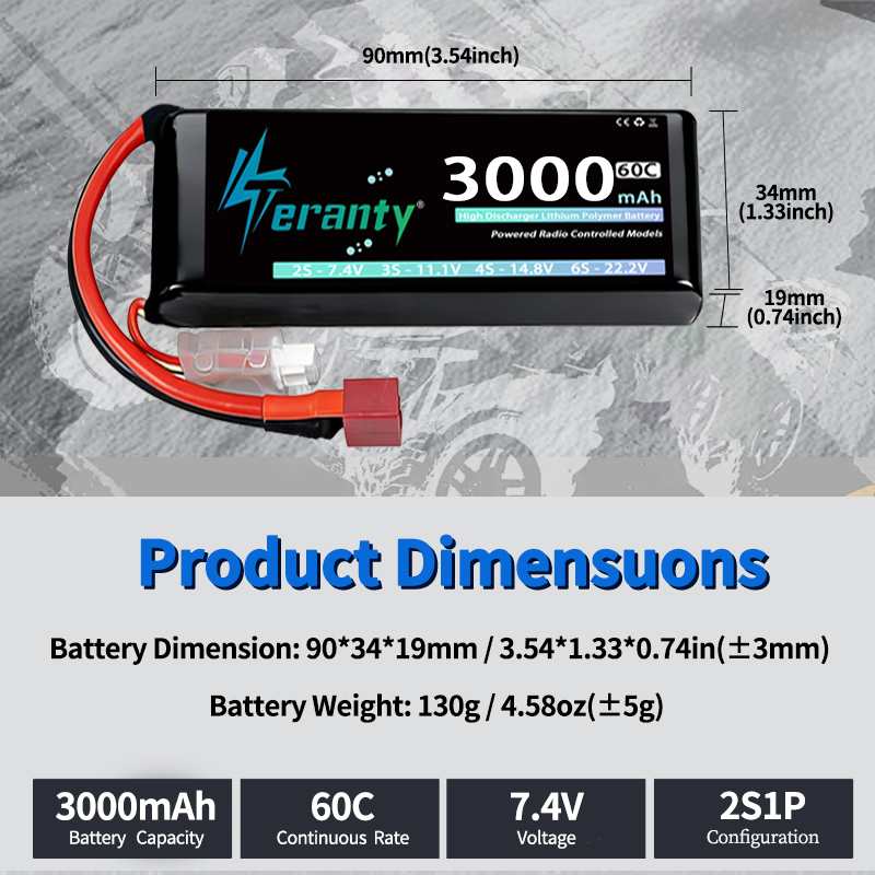 TERANTY 2S 3000mAh Lipo Batter - Drone Rc Car recension och pris