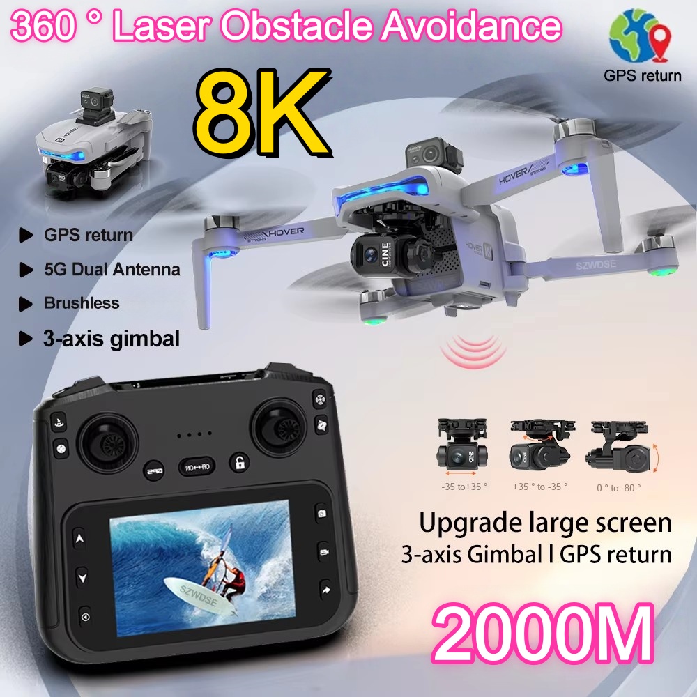 2KM Three-Axis Gimbal Drone 8K - Drone Rc Helicopter With Camera recension och pris